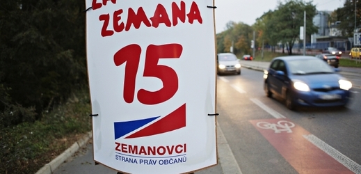 Předvolební plakát Strany právo občanů Zemanovci.