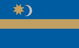 Vlajka sikulské národní rady v Rumunsku.