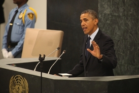 Barack Obama během klíčového projevu o Sýrii na půdě OSN.