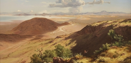 Obraz Údolí Ciudad de México z hory Santa Isabel od mexického malíře José Márii Velaska.