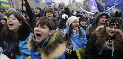 Studenti v Kyjevě demonstrují za přidružení k EU.