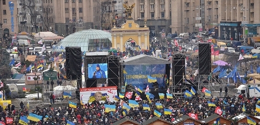 Demonstrace na Ukrajině trvají čtvrtý týden.