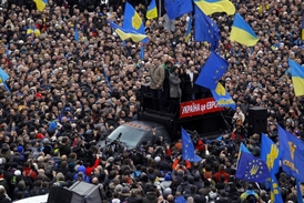 Akce má být "odvetnou demonstrací". Kyjevské demonstrace proti prezidentu Janukovyčovi.