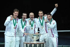 Česká radost ze zisku Davis Cupu.