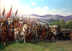 Mehmed II. Dobyvatel obléhá Konstantinopol.