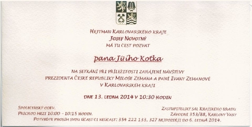 Pozvánka, která pana Kotka inspirovala k dopisu.