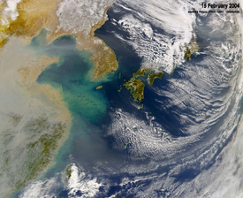 Znečištění z Asie táhne nad Pacifikem.