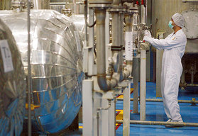 Íránské zařízení na obohacovní uranu.