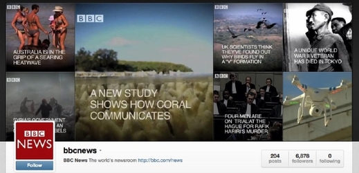 Instagramový účet televizní stanice BBC. 