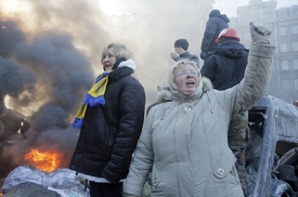 Demonstrantky v Kyjevě.