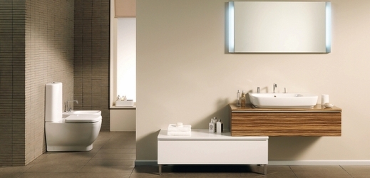 Zebrano dekor ve vysokém lesku-jedna z variant, kterou si můžete vytvořit ze 160 typů nábytku, 17 keramických sanitárních výrobků a 4 povrchů,  www.siko-koupelny.cz.