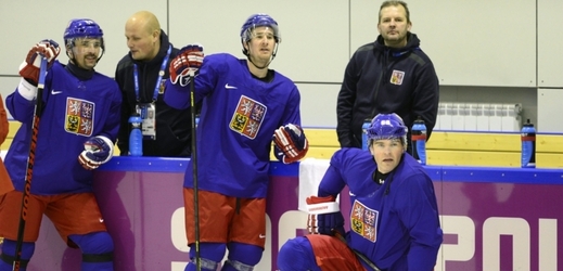 Čeští hokejisté na tréninku.