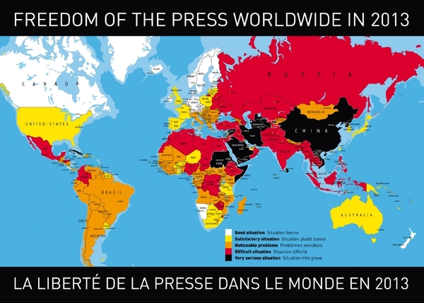Nejnovější index svobody médií zveřejnila mezinárodní organizace Reportéři bez hranic.