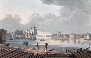 Přístav Christiana Havn v Oslu na začátku 19. století.