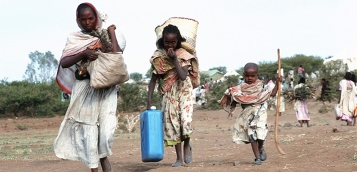 Eritrejští uprchlíci u etiopských hranic.