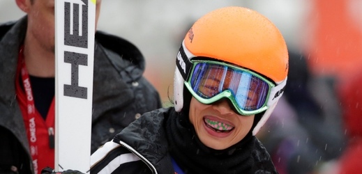 Vanessa Mae po prvním kole slalomu v Soči.
