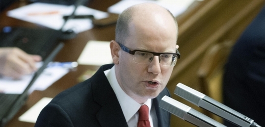 Premiér Bohuslav Sobotka při jednání o důvěře vládě.