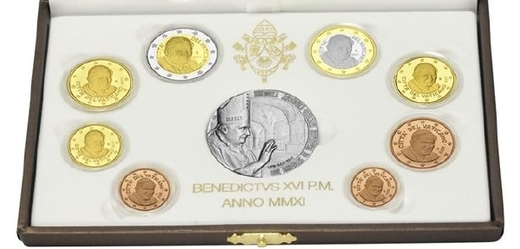 Sbírka vatikánských euromincí.