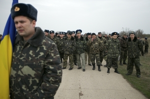 Ukrajinští vojáci na krymské základně Belbek (ilustrační foto).