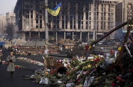 Ukrajinský Majdan po protestech, které odstartovaly ukrajinskou krizi.