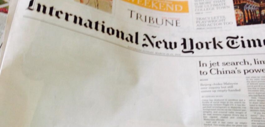 Pákistán vymazal hlavní článek listu International New York Times.