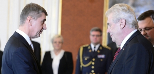 Miloš Zeman a Andrej Babiš na lednovém jmenování vlády.