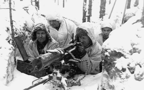 Finští vojáci během zimní války.