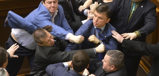 Detail dotekové demokracie v ukrajinském parlamentu.