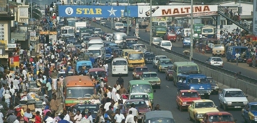 Trh v Accra, hlavním městě Ghany 