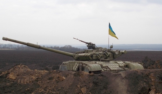 Zakopaný ukrajinský tank.