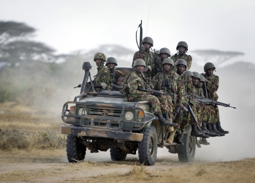 Keňští vojáci během operace proti islamistům v Somálsku.
