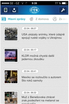 Aplikace ČTK pro Android.