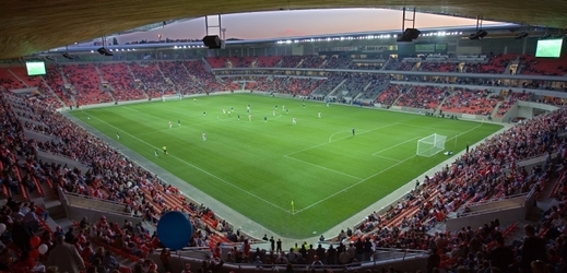 Fotbalový stadion v Praze-Edenu.