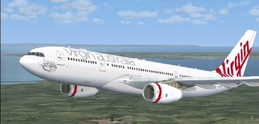 Letoun Virgin Australia (ilustrační grafika).