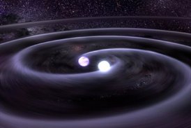 Vzájemně obíhající objekty by měly podle teorie relativity způsobovat poruchy časoprostoru, gravitační vlny. Ty se ale zatím nedaří zachytit.