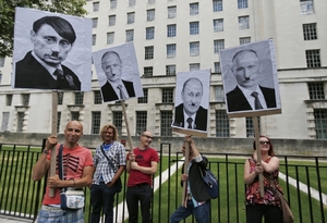 Demonstrace proti Putinovi v Londýně.