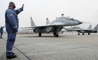 Nadzvukové stíhačky MiG-29 Fulcrum na Vojenské letecké základně ve Sliači.