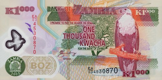 Polymerové bankovky - Zambie.