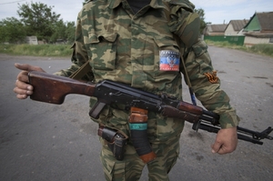 Tady se "fašisté" z Kyjeva nevolí. Proruští ozbrojenci u Slavjansku.