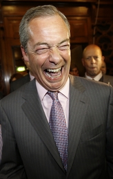 Britská Strana nezávislosti Spojeného království získala zatím 23 mandátů. Na snímku lídr Nigel Farage.