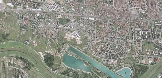 Satelitní snímek Záhřebu.