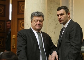 Prezident Porošenko a starosta Kyjeva Kličko.