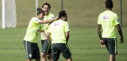 Momentka z tréninku brazilských fotbalistů.