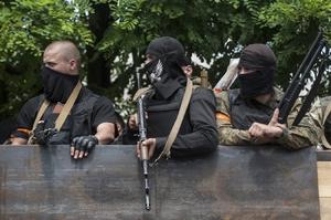 Černí gardisté na jihovýchodě Ukrajiny.