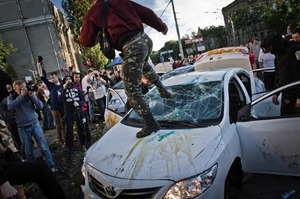 Útok na ruskou ambasádu v Kyjevě.