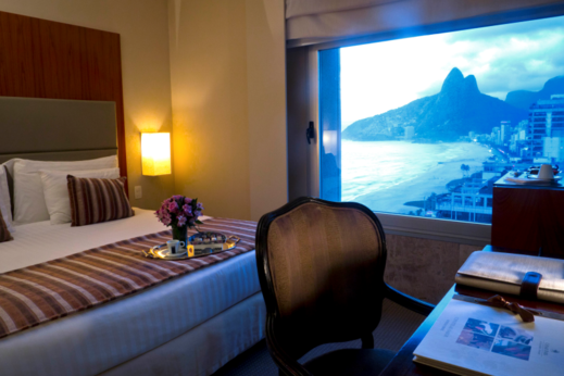 Hotel, ve kterém přebývají fotbalisté Nizozemska se pyšní vyhlídkou na světově proslulou pláž Ipanemu.