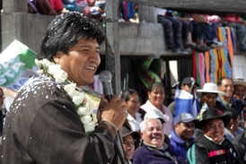 Evo Morales na návštěvě Potosí.