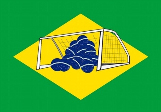 Brazilská branka plná míčů.