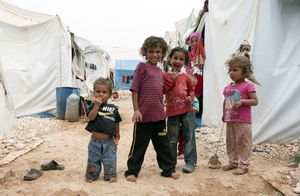 Syrské děti v uprchlickém táboře.