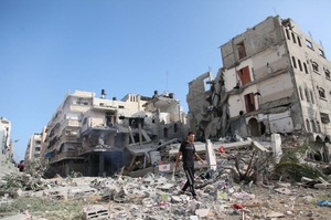 Zničené budovy v Gaze.
